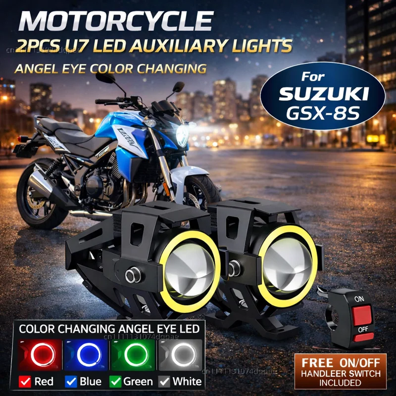 

Waterproof Motorcycle LED Headlight 3000LMW U7 Motorbike LED Driving Fog Spot Light with Switch For SUZUKI GSX-8S GSX8S GSX 8S