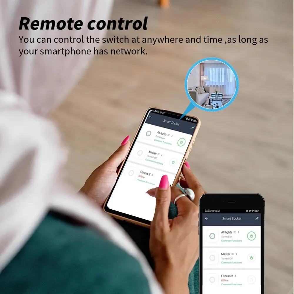 WiFi EU Smart Socket Plug Work With Tuya App Outlet 20A Adapter Power Monitor Wireless Remote Control APP For Google Home Alexa - view 6