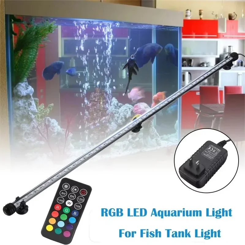 Aquarium Light Underwater Fish Tank Light with Timer Function Multicolor LED Light with Remote Controller