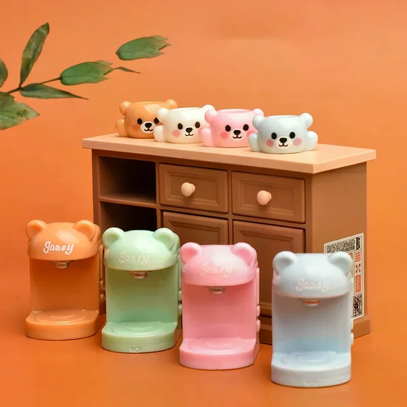 4 set di tazze per orsetto in miniatura per casa delle bambole, macchina da caffè, elettrodomestici, decorazione, accessori per casa delle bambole giocattolo