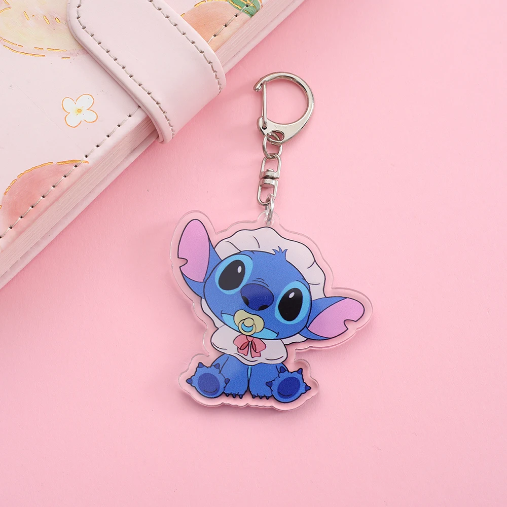 Disney Accessories Anime Lilo and Stitch Keychain Cartoon Figure Stitch Key Ring Mobile Phone Bag Pendant Jewelry Kids Gift