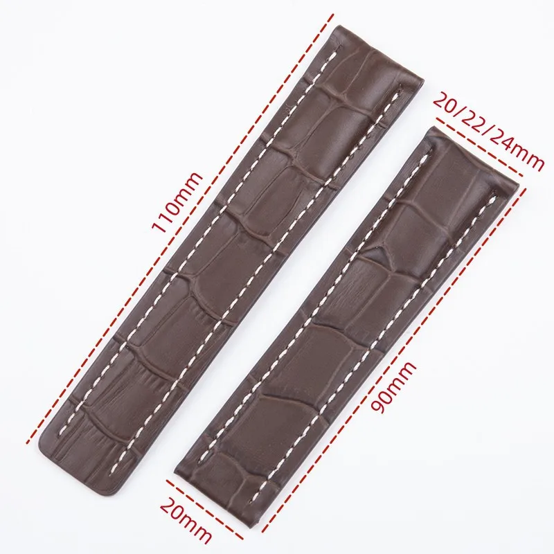 Selected Top Layer Exquisite Cow Leather Watch Strap for Breitling Aviation Timing Super Ocean Avenger Pilot 22MM24MM view 3