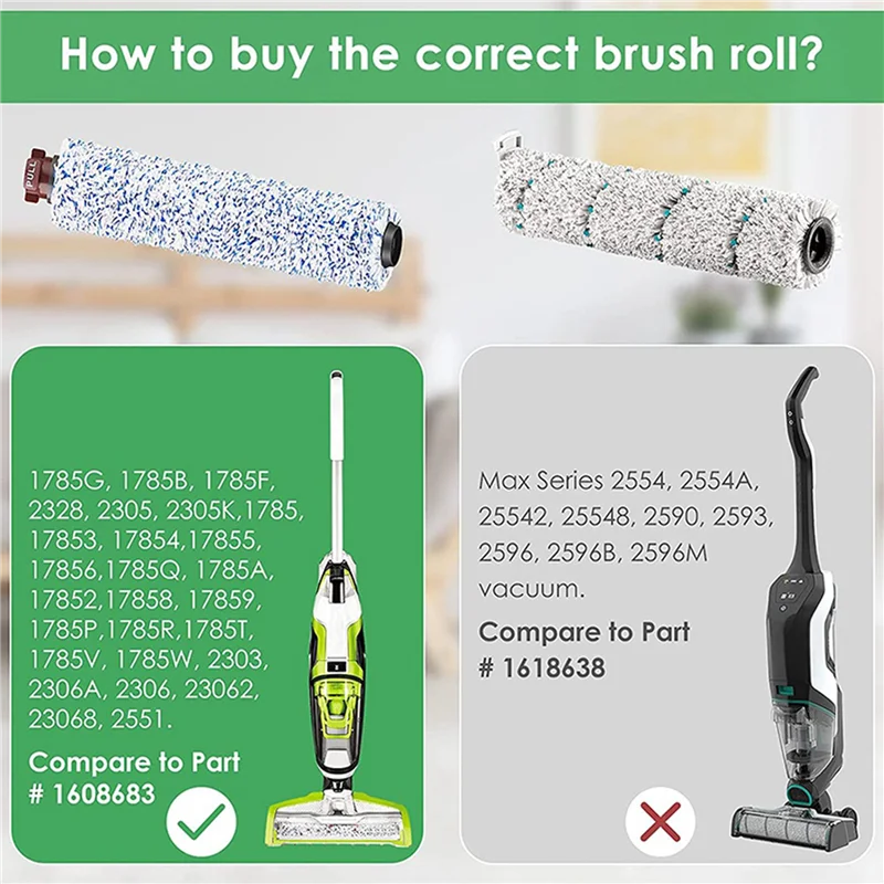 

ABNO-запасные части, совместимые с Bissell Crosswave, 6 рулонов щеток для разных поверхностей 1868 + 6 вакуумных фильтров 1866 Вакуумный фильтр