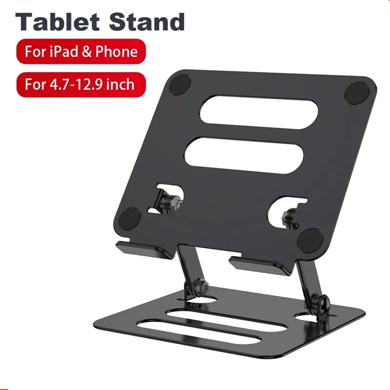 

Tablet Stand Holder Aluminum Alloy Portable Folding for IPad Tablet Desktops Adjustable Mobile Phone Holder Bracket 4.7-12.9inch