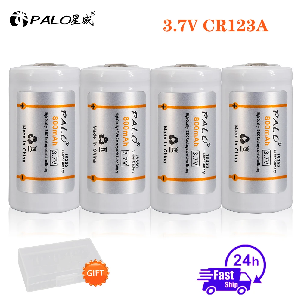 

PALO 2-16pcs 3.7V Li-ion 16340 Rechargeable Battery CR123A Battery For LED Flashlight 16340 16350 CR123A Batteries