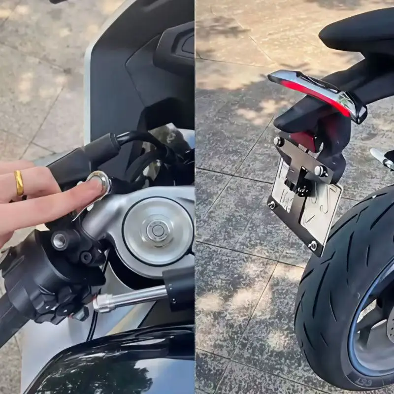 لياماها MT-O7، MT-09، YZF-R7، YZF-R1 حامل لوحة ترخيص قابل للطي أوتوماتيكي للدراجة النارية، بدء تشغيل بزر واحد، ترقية كاملة #2