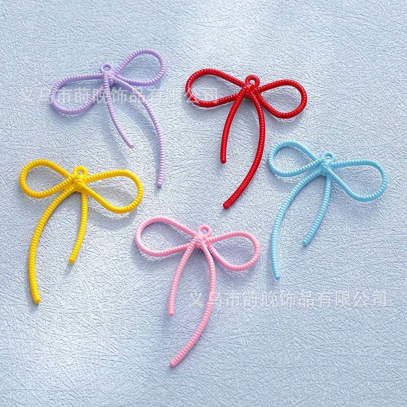 5 pçs pintado colorido webbing arco liga de zinco streamer macaron diy jóias acessórios pingente artesanal
