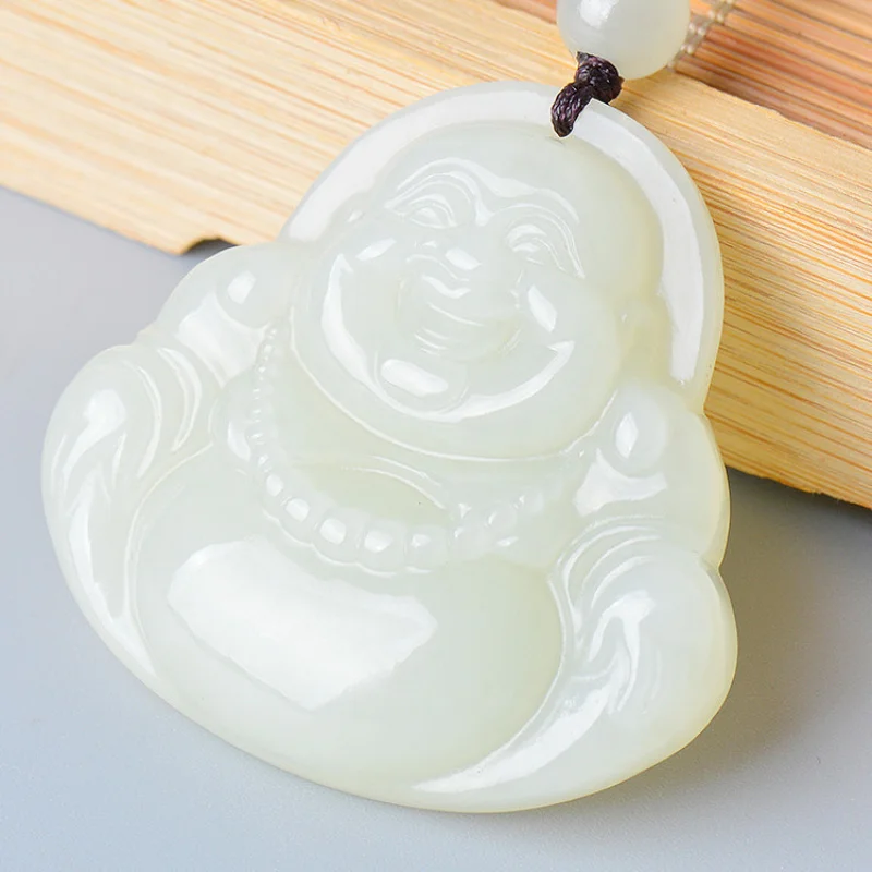Maitreya , Hotan White Laughing , Men's Big Belly Buddha Jade Pendant