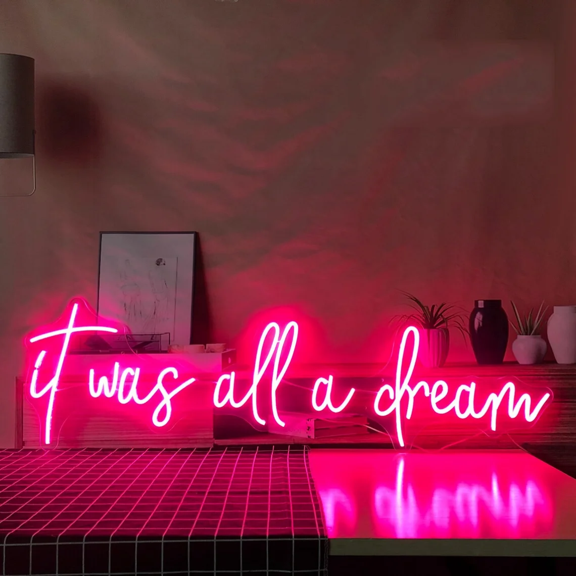 IT WAS All A DREAM Custom Neon Sign Light Office Living Room, Neon sign wall art, Neon sign wall decor, holiday decor, bedroom w