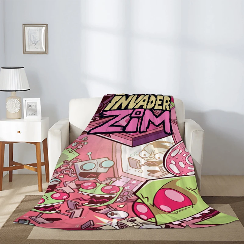 Selimut tebal Sofa musim dingin Invader ZIM kartun Anime Alien berbulu lembut selimut & selimut Microfiber lempar lutut hangat bulu tidur siang