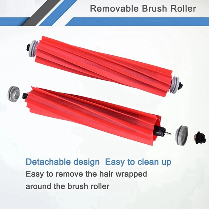3PCS Detachable Main Brush for Roborock T8/G10S/G10S PRO/S7 T7S T7Plus Vacuum Cleaner Replacement Spare Cleaning Brush