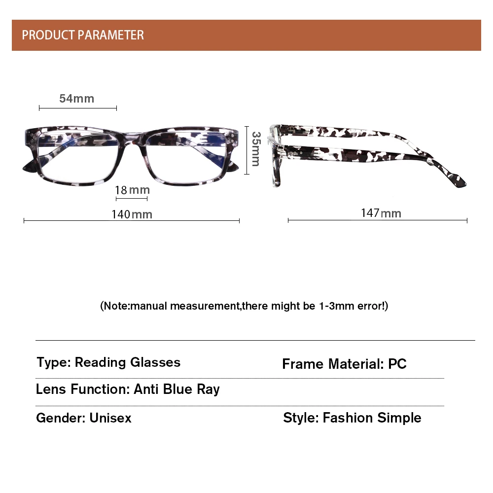 Boncamor 2022 Autumn Hot Sale Reading Glasses For Women Blue Light Blocking Color Rectangular Frame Men Computer Reader