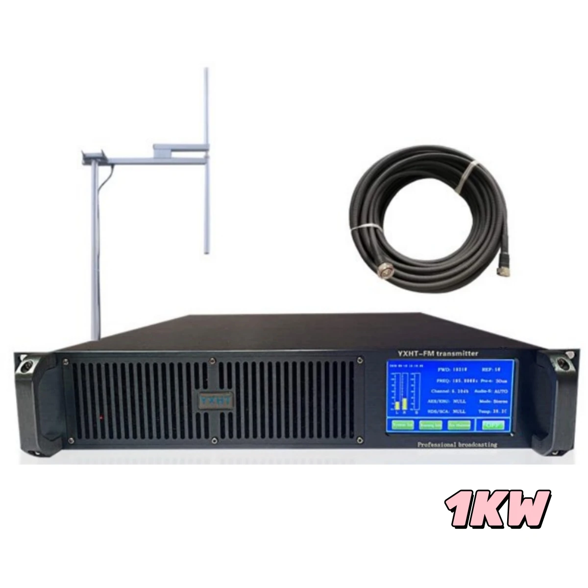 

1KW FM Transmitter + 1-Bay Antenna + 30 Meters Feeder Cable Complete Set Equipment for Radio Station