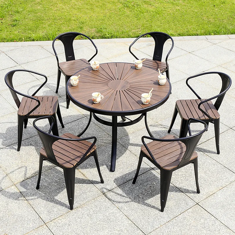 طاولات وكراسي خارجية طاولات وكراسي خارجية من الخشب البلاستيكي للترفيه #2