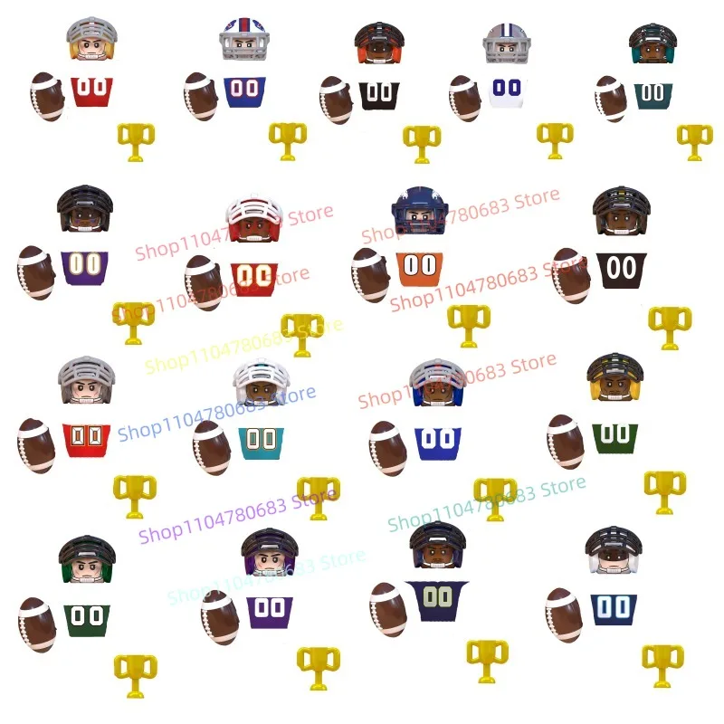 

MOC Building Blocks Football Player Mini Action Figure Assembly Model Display Anime Cartoon Decorative Toy Gift Collectible