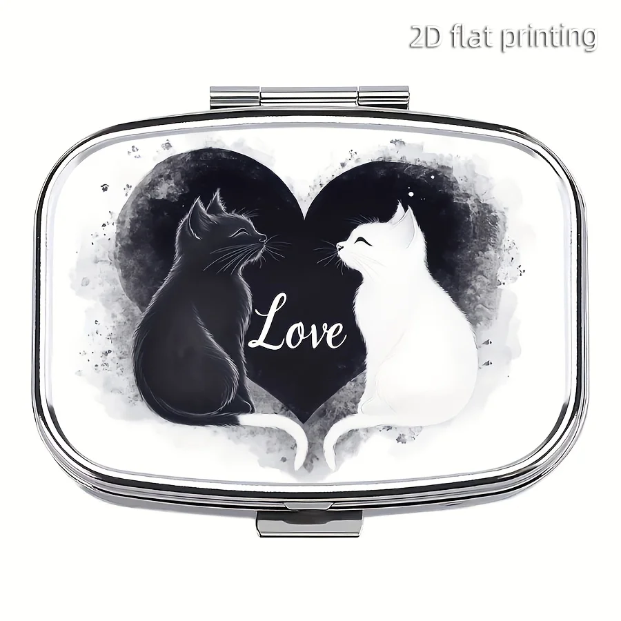 Metal 2Compartment Pill Organizer Travel Portable Compact Pill Box Cute Pill Case Daily Portable Medicine Vitamin Tablet Storage