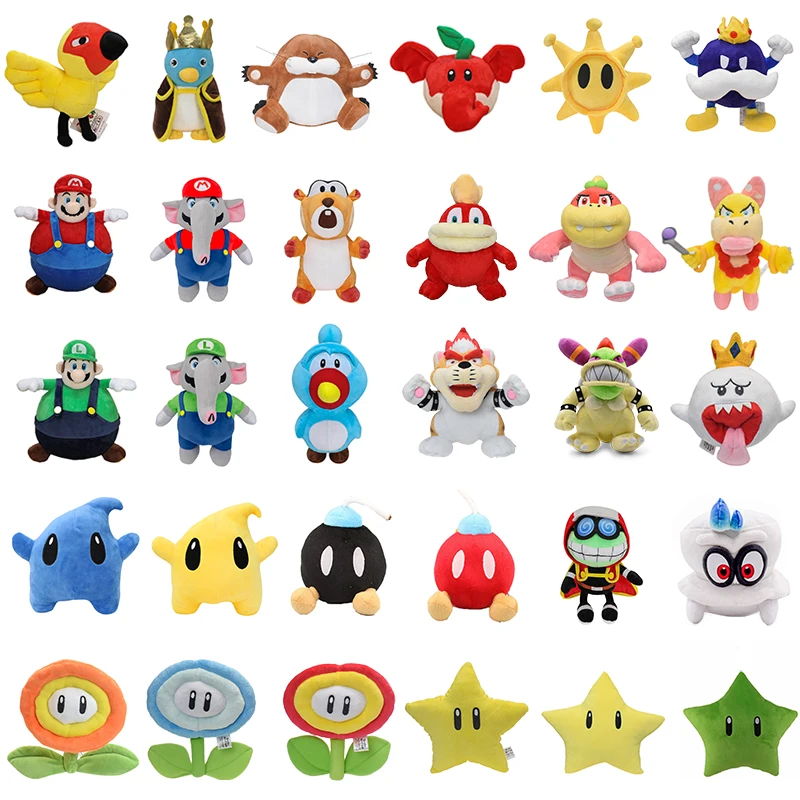 

Balloon Elephant Mario Luigi Peluche Dolls King Bob-omb Boo Monty Mole Wendy Bowser Super Star Anime Stuffed Toy Christmas Gifts