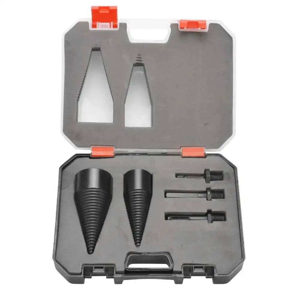 

5Pcs Firewood Log Splitter Drill Bit Set, 42mm+32mm Household Wood Log Splitter Firewood Detachable Drill Bits with Handle