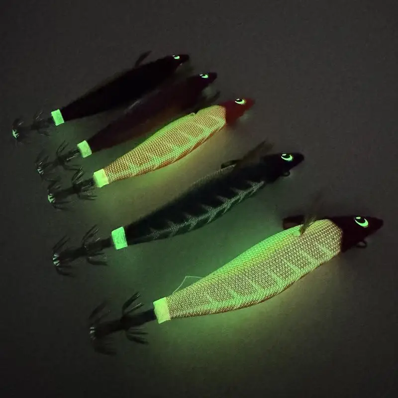 New Sale Lead TR Head Luminous Squid Hook Jigs Lead-headed Wooden Structure Shrimp Octopus Cuttlefish Egi Squid Jig