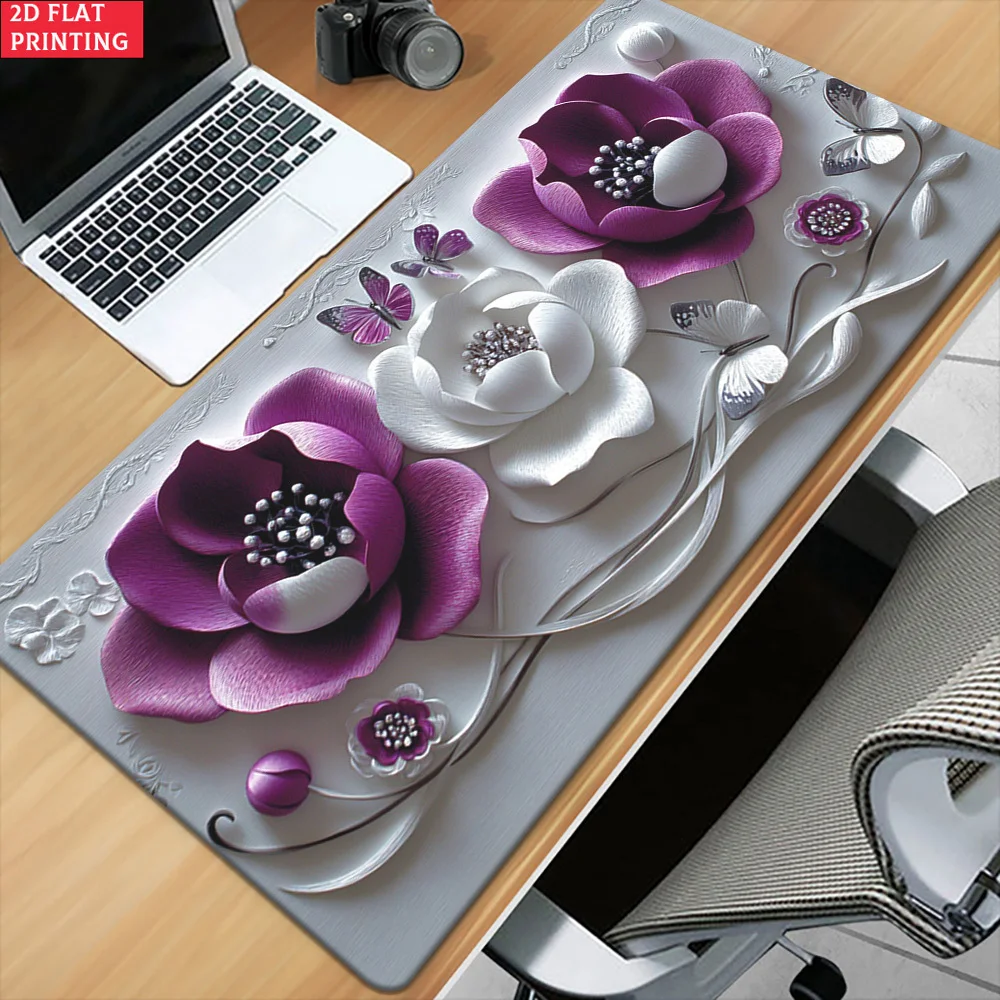 Brand Purple Rose 2D Flat Iron Mouse Pad Non-Slip Rubber Base Extra-Large Desk Gaming Office Computer Decoration