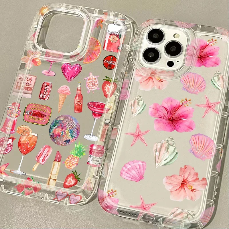 الملونة جوز الهند الأزهار تصميم واضح غطاء من السيليكون لسامسونج غالاكسي A05 A05S A53 A34 A24 A14 A13 A23 A33 A73 A32 A52 A52S A72