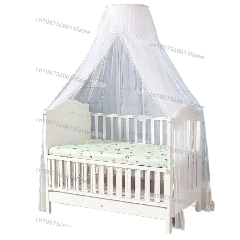Crib Mosquito Net Full Cover Universal with Bracket Rod No Punching Mosquito Net Cover Newborn Baby Princess Wind Mosquito