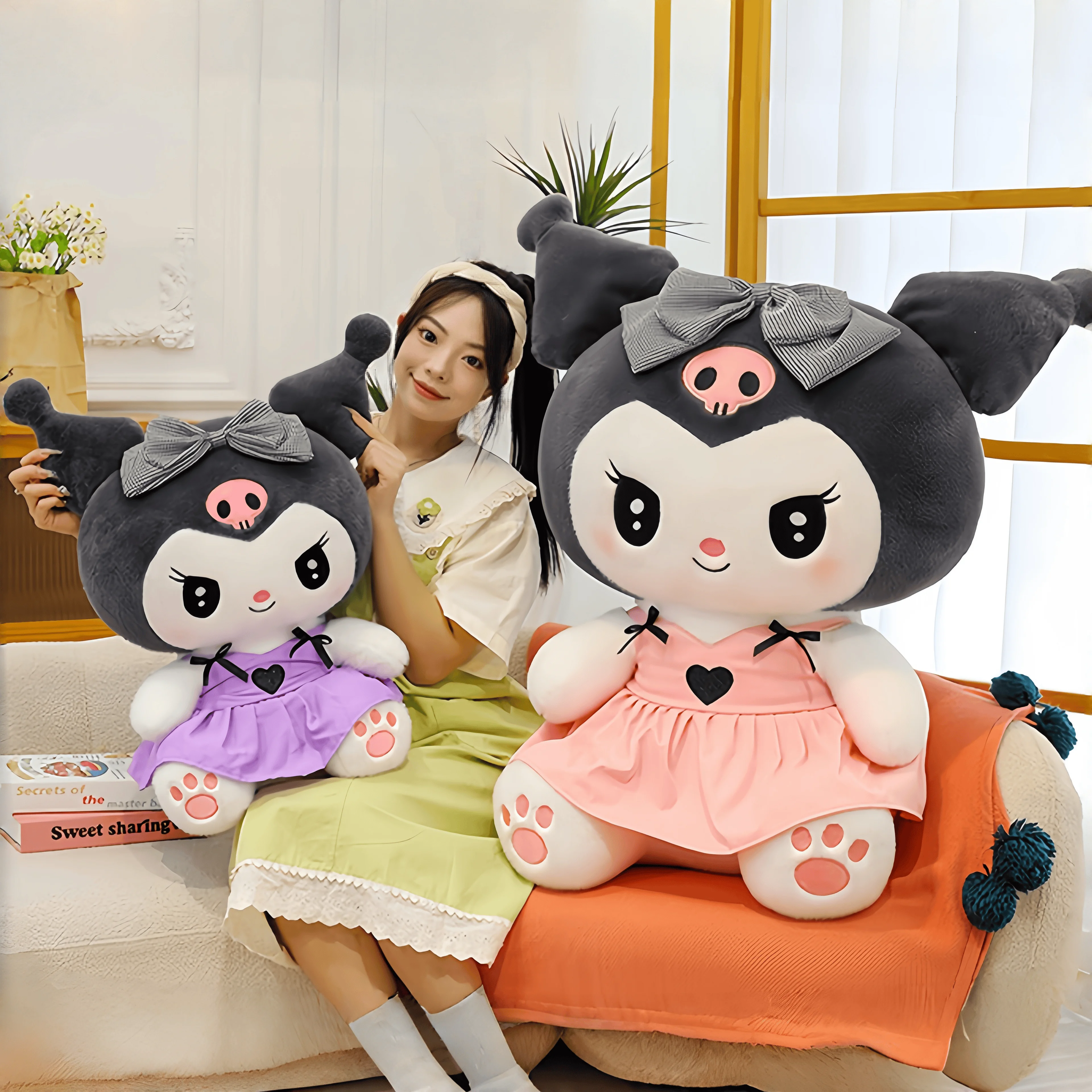 

40/50/60CM Big Size Sanrio Kuromi Plushies Kawaii Ornament Squishy My Melody Comfortable Soft Doll Children's Plush Toy Gifts