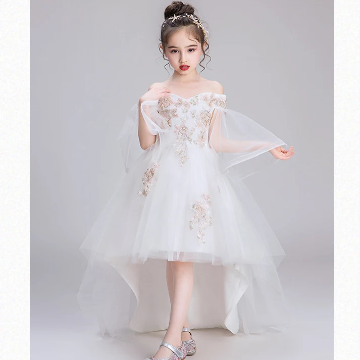 LA361 2019 New Arrival Handmade High Quality Girl Wedding Dress Flower Girl Dress Children Costume Party Long Gown