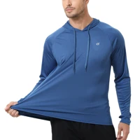Camisas con capucha UPF 50+ de manga larga de verano para hombre, camiseta ligera de secado rápido con protección contra sarpullidos para correr al aire libre, jersey deportivo