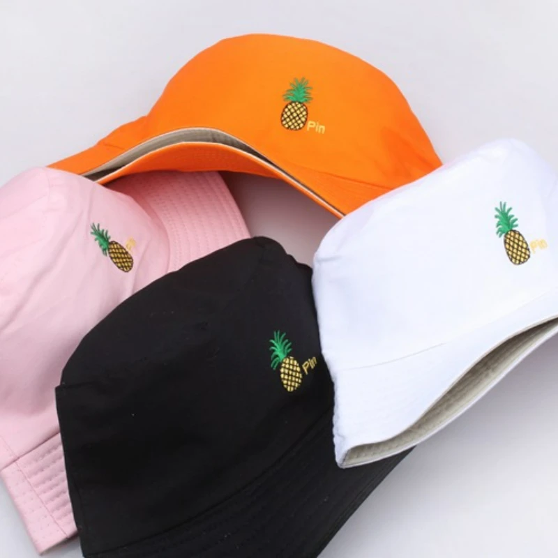 

Pineapple Embroidery Fisherman Bucket Hat, Reversible Wide Brim Sun Hat for Women Men, Summer Beach Cute Fruit Cap