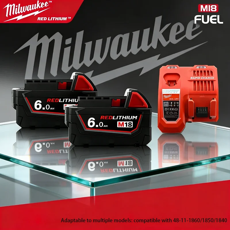

100% New Milwaukee M18 6.0Ah Battery 18V Lithium-ion Rechargeable for Milwaukee M18 Cordless Power Tools Warranty for 5 years