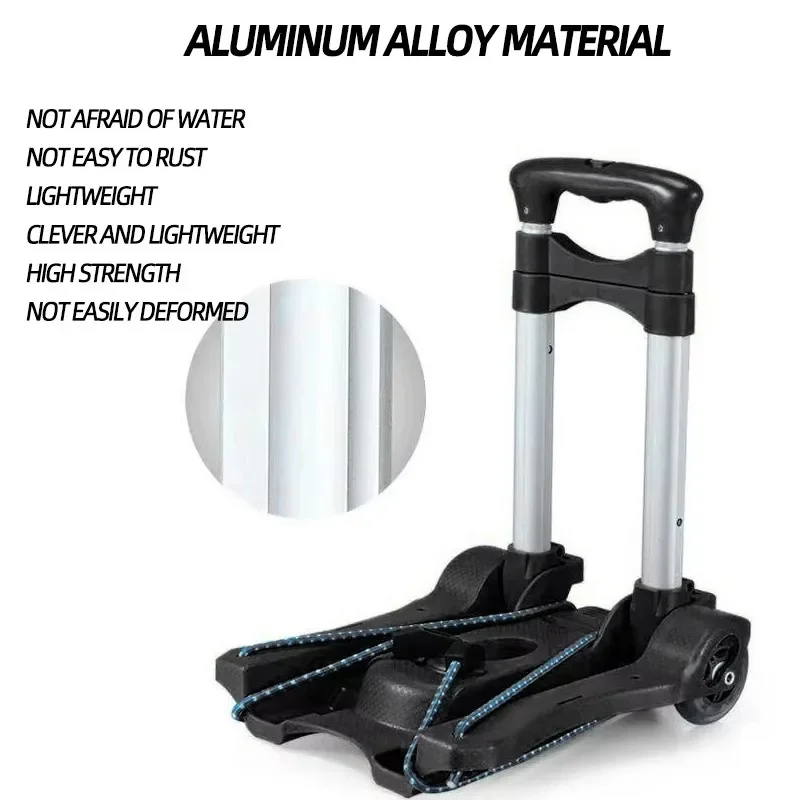 

1 шт., ручная тележка, портативная уличная грузовая тележка, складная тележка для домашнего багажа, черная