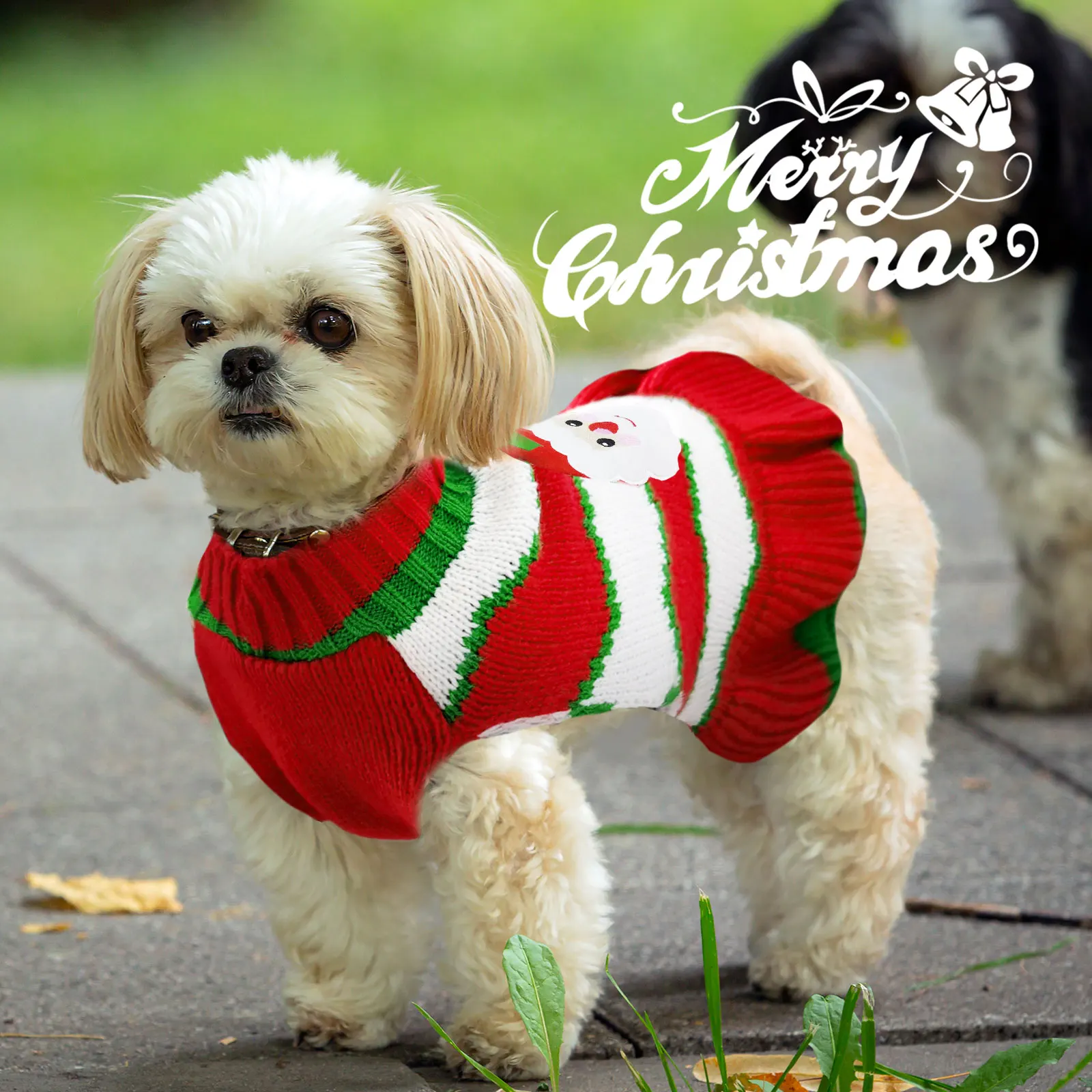 Christmas Dog Sweater Striped Dress Winter Knitted Pet Skirt Puppy Coat Dog Warm Clothes Labrador Costume for Small Large Dogs