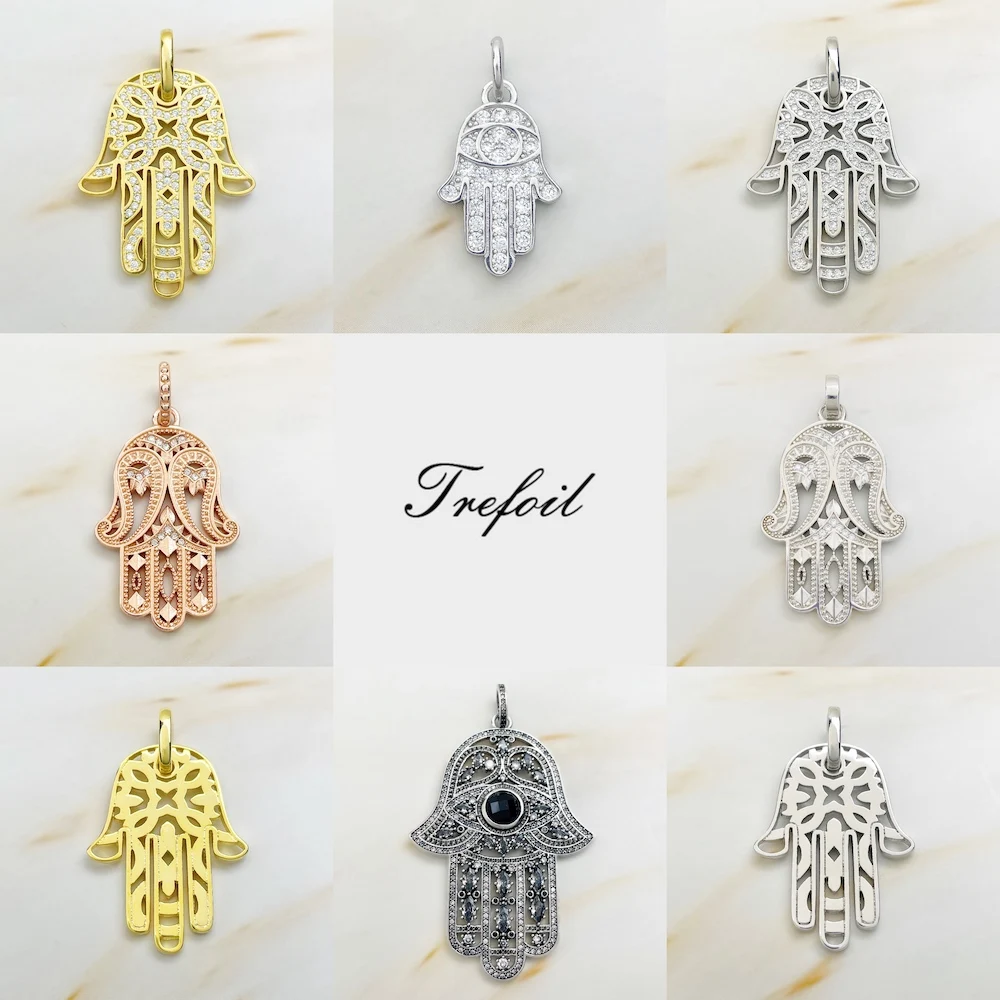 Hand of Fatima Pendant 925 Sterling Silver Rose Gold Brand New Europe Fine Jewelry Vintage Gift For Women Men Fit Necklace