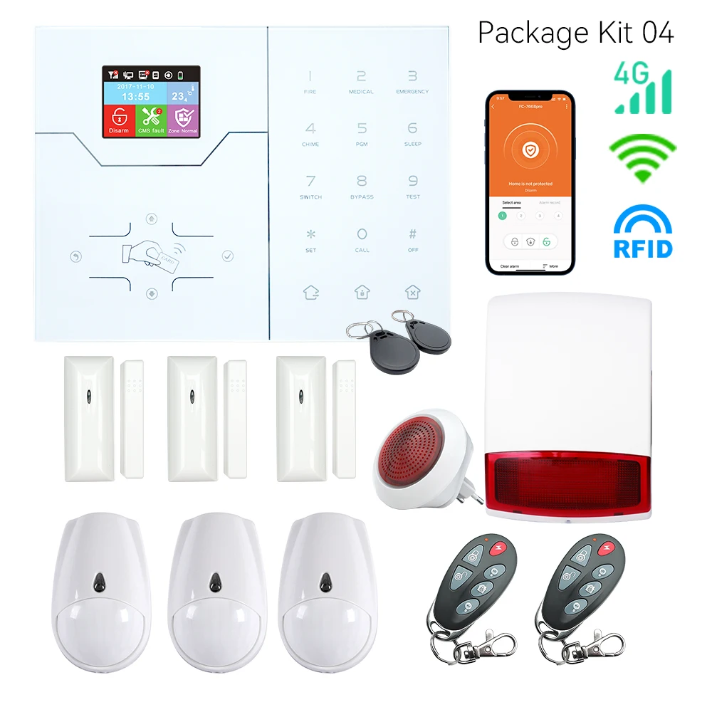 Centrale D'Alarme Maison 4G Et WiFi Avec App Gratuite - Systeme De Securite Intelligent Sans Abonnement