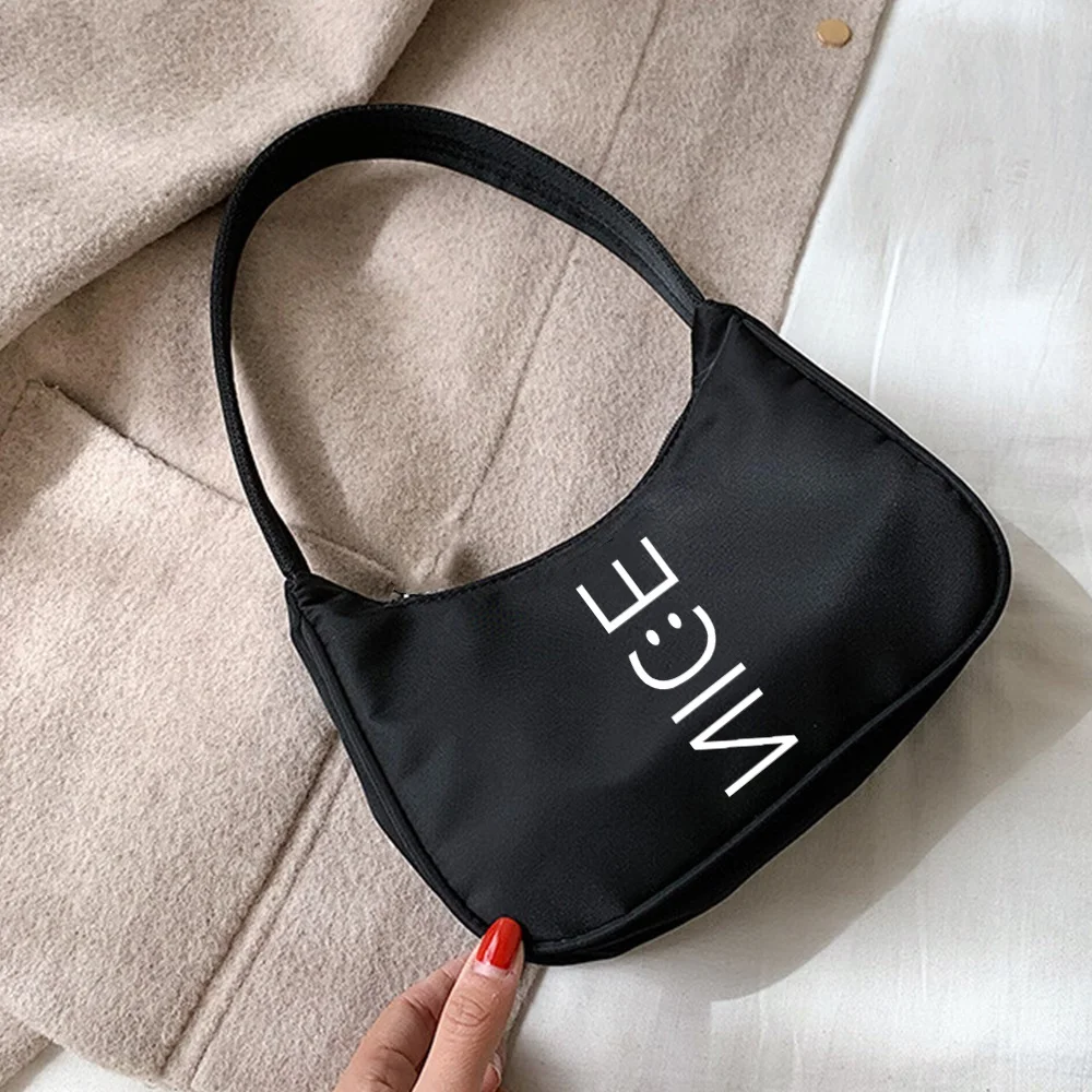 Women Luxury Handbag Underarm Shoulder Bags Fashion White Picture Print Design Coin Purse Pouch Organizer Hobo Shoulder Bag