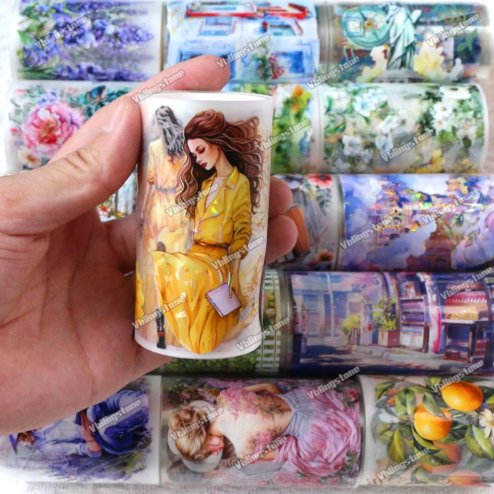 2M Washi PET Tape Landscape Flower Girls Masking Tape Stickers Scrapbooking Decorative Journal Aesthetic Stationery