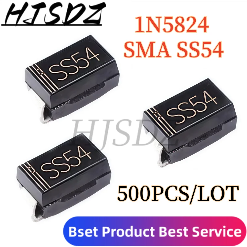 500Unids/Lote SMD Schottky Rectifier Diodes SS14 SS34 SS54 SMA 1N5819 1N5822 1N5824 DO-214AC - Nuevo y de Alta Calidad