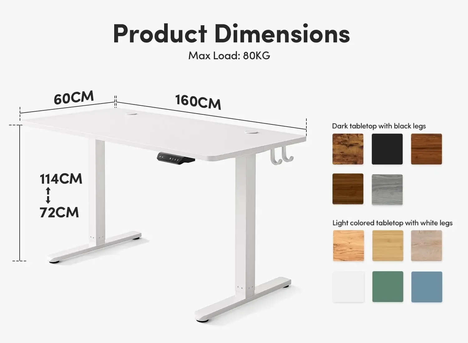 FEZIBO Electric Standing  63 x 24 Inches Height Adjustable Stand up Sit Stand Home Office  Computer Desk, White