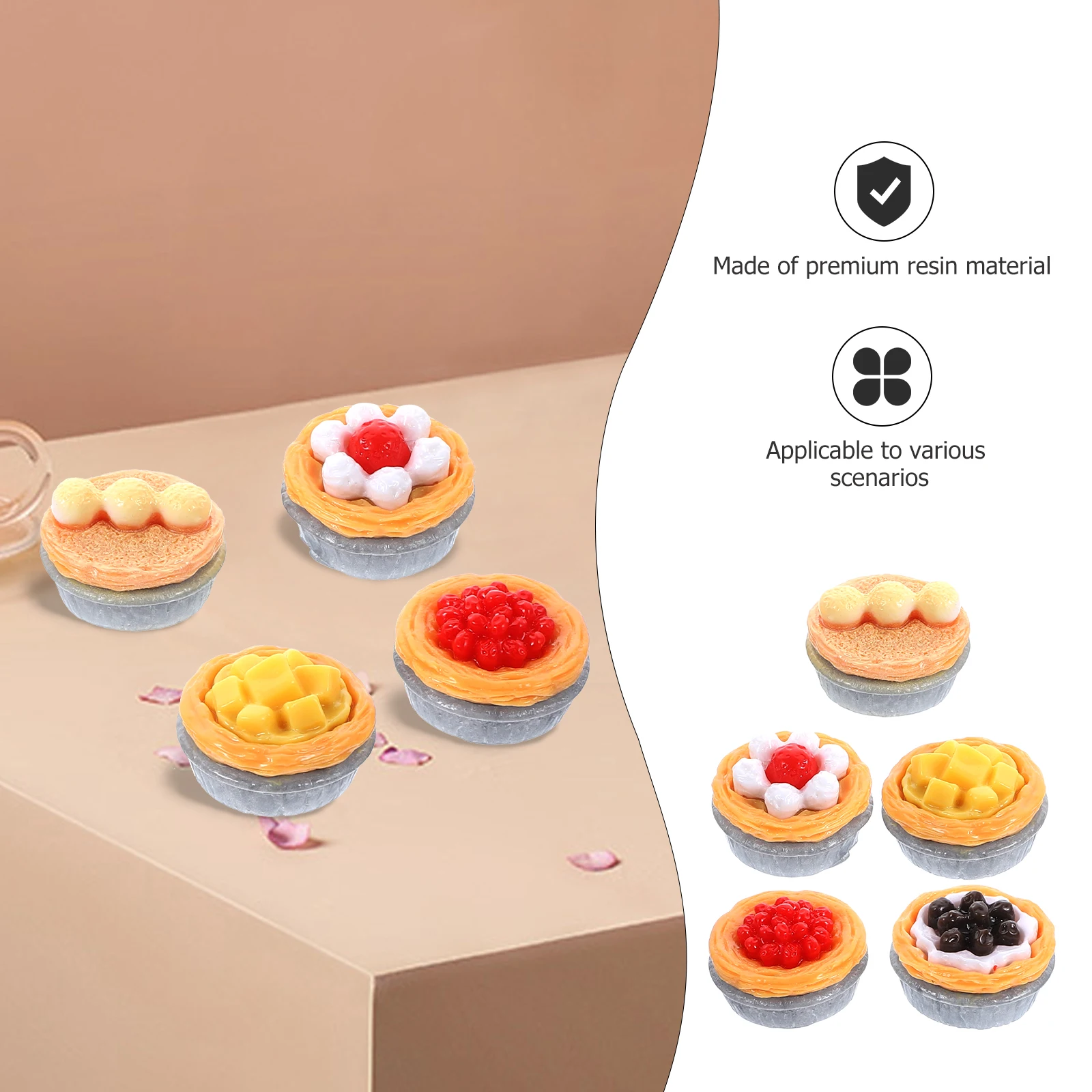 

20 pcs Egg Tart Accessories Realistic Resin Food Props Display Home Kitchen Decor Simulated Dessert Model Photography
