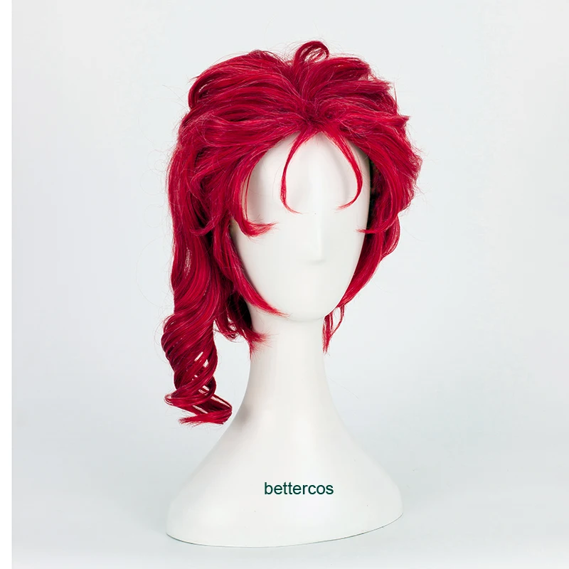 JoJo's Bizarre Adventure Kakyouin Kakyoin Noriaki Cosplay Wigs Red Curly Short Heat Resistant Synthetic Hair Wig + Wig Cap