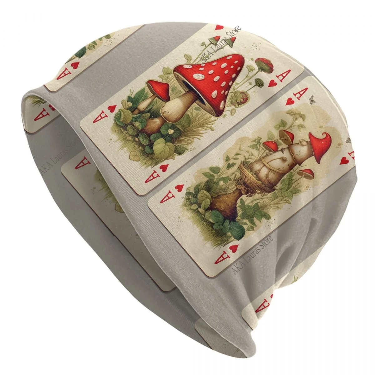 Hd-digital-Alice In Wonderland Cards Unisex Bonnet Winter Outdoor Double Layer Thin Hats For Men Women