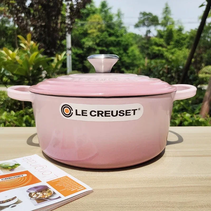 Home Diameter24cm white liner high-grade enamel thickened cast iron round soup pot 3-4Lkitchen supplies saucepan Soup Stock Pots