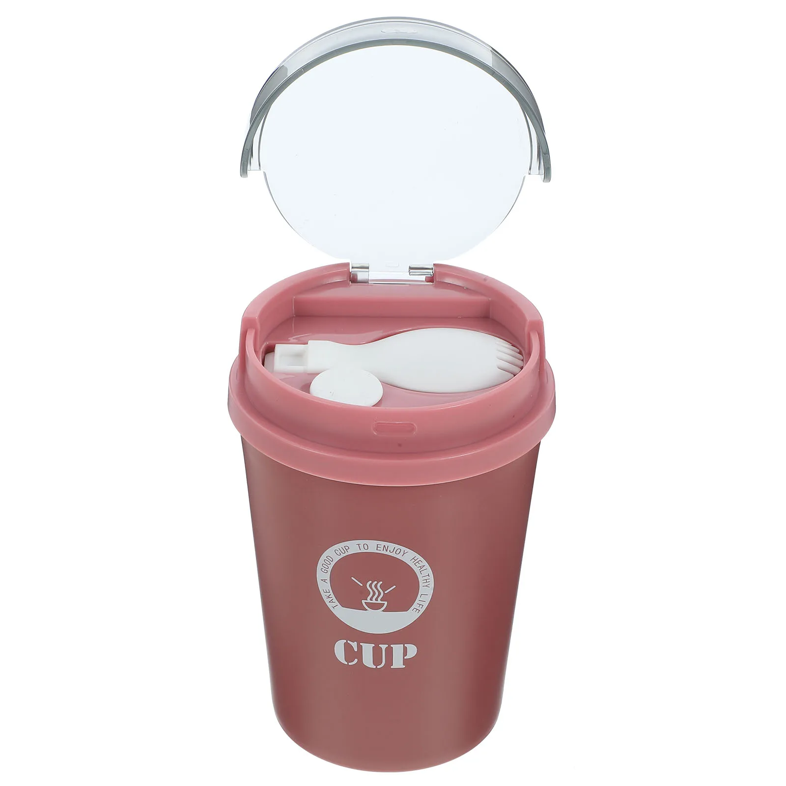 

Sealed Soup Cup 450ML Red Microwaveable Breakfast Container Foldable Spoon for Home Students Portable Soup Cup