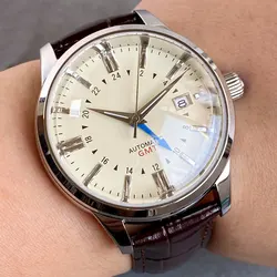 Tandorio-Relógio mecânico automático impermeável para homens, textura do deserto, vestido de luxo, GMT relógio luminoso, 200m, NH34A, 40mm, novo, 2024