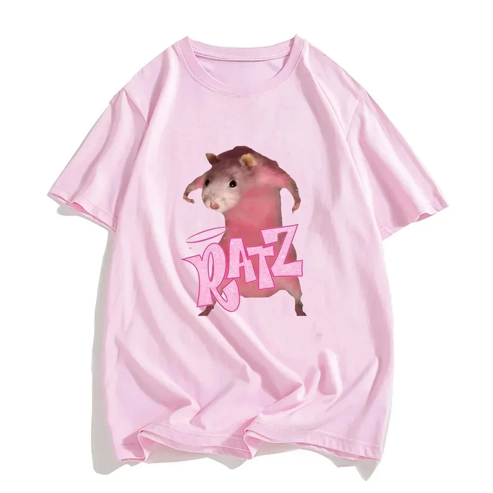 Image of Damen-T-Shirt mit Ratz-Maus-Cartoon-Print, Harajuku, cool, locker, kurzärmelig, lässig, Streetwear, Alltagsmode, Basic-T-Shirt