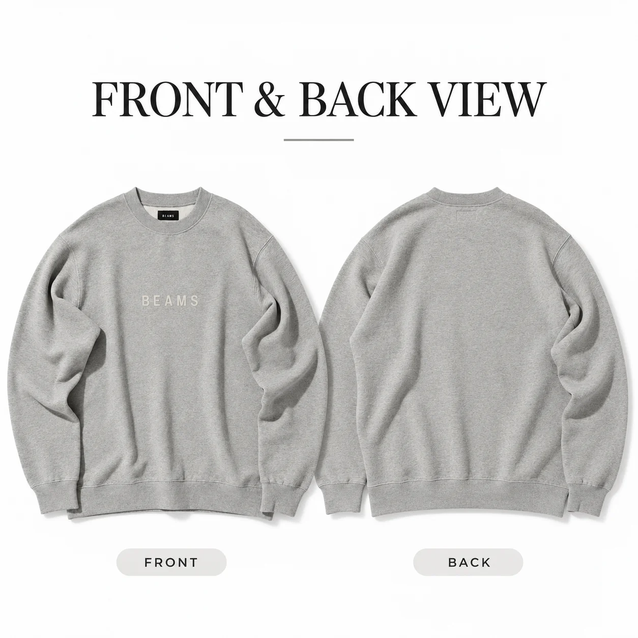 Beams Men's Long Sleeve Top Classic Letter Print Men Women Crewneck Long Sleeve Soft Cotton Casual Pullover Sweatshirt Outerwear