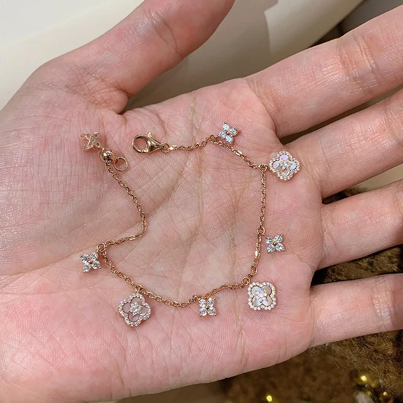 التصميم الأصلي الوردي شل حجر كريستال زهرة قلادة سوار المرأة موضة الفولاذ المقاوم للصدأ سوار مجوهرات اكسسوارات هدية #1