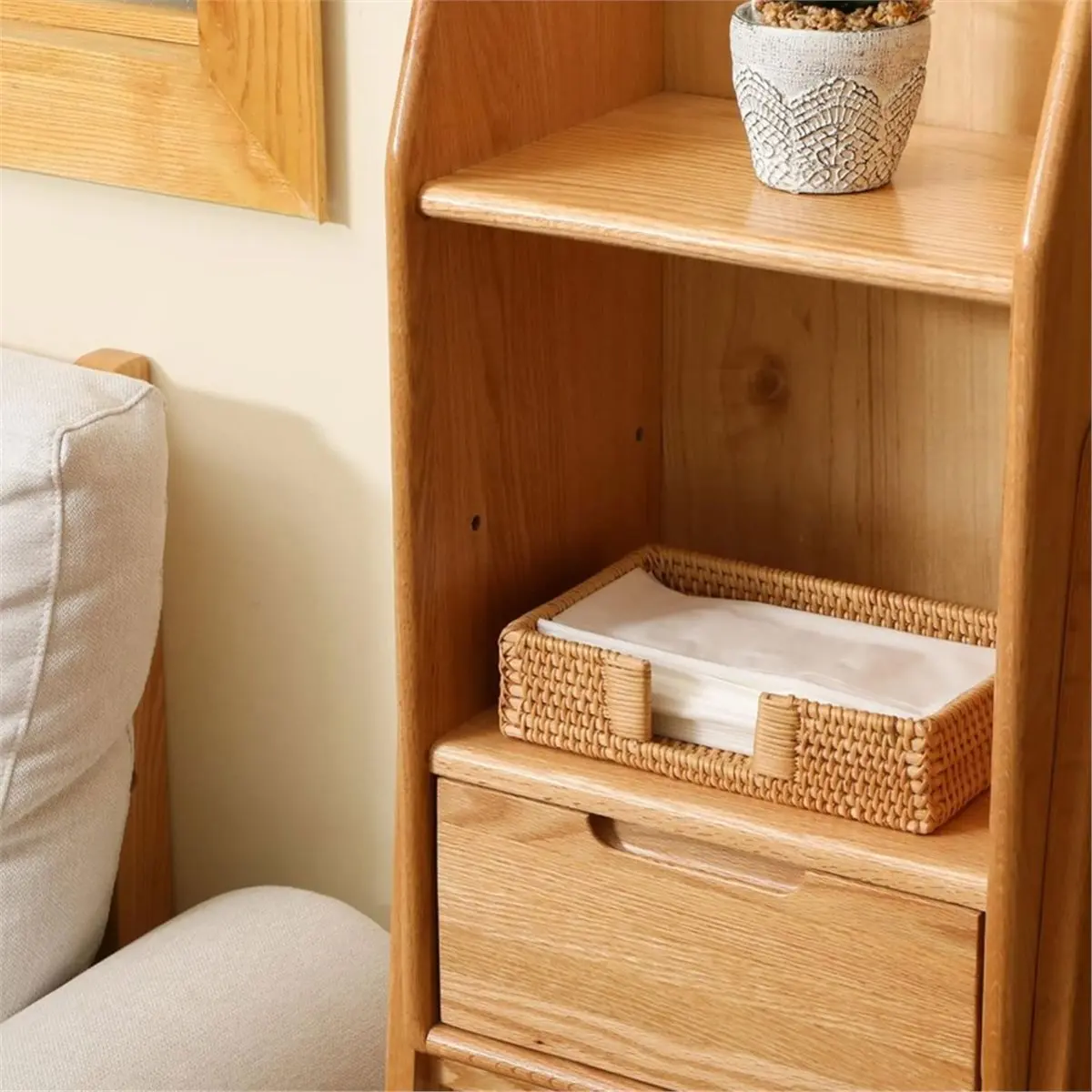 2026 New Rattan Napkin Holder Rectangular, Wicker Napkin Basket for Kitchen, Flat Napkin Holders for Paper Napkins