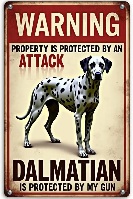 Dalmatian is Protected by My Gun Metal Signaluminum Tin Sign Metal Accessories Poster Gift 12X8 Inch sign